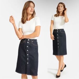 Everlane The Denim Dark Wash Button Front Pencil Skirt New with Tags Size 23